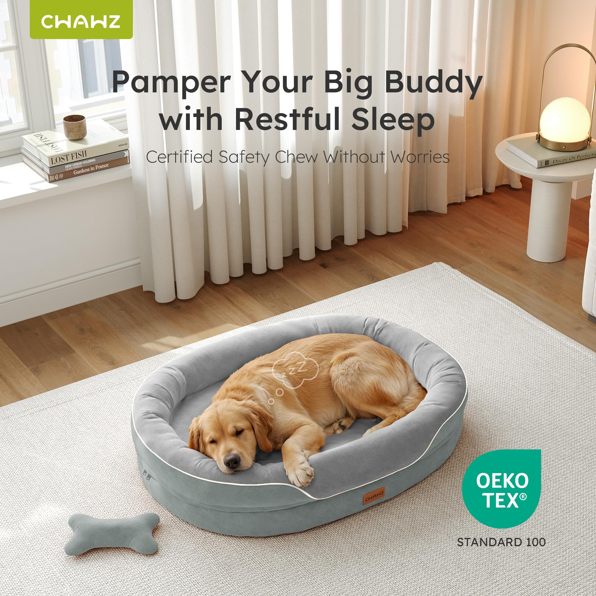 CWAWZ XL gel-infused-foam view demonstrates cooling comfort for warm-bodied dogs