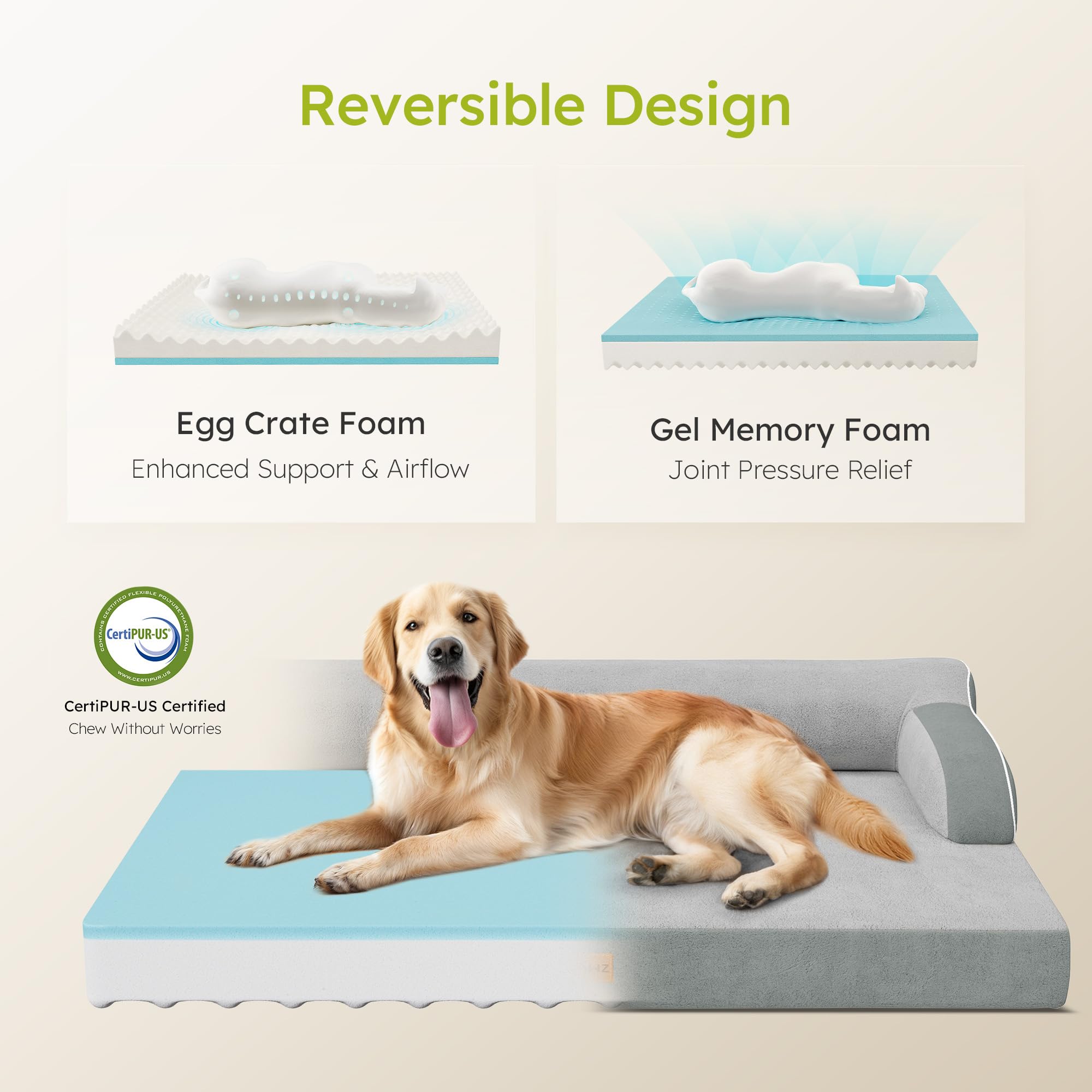 CWAWZ memory foam closeup illustrates slow rebound comfort for joints.