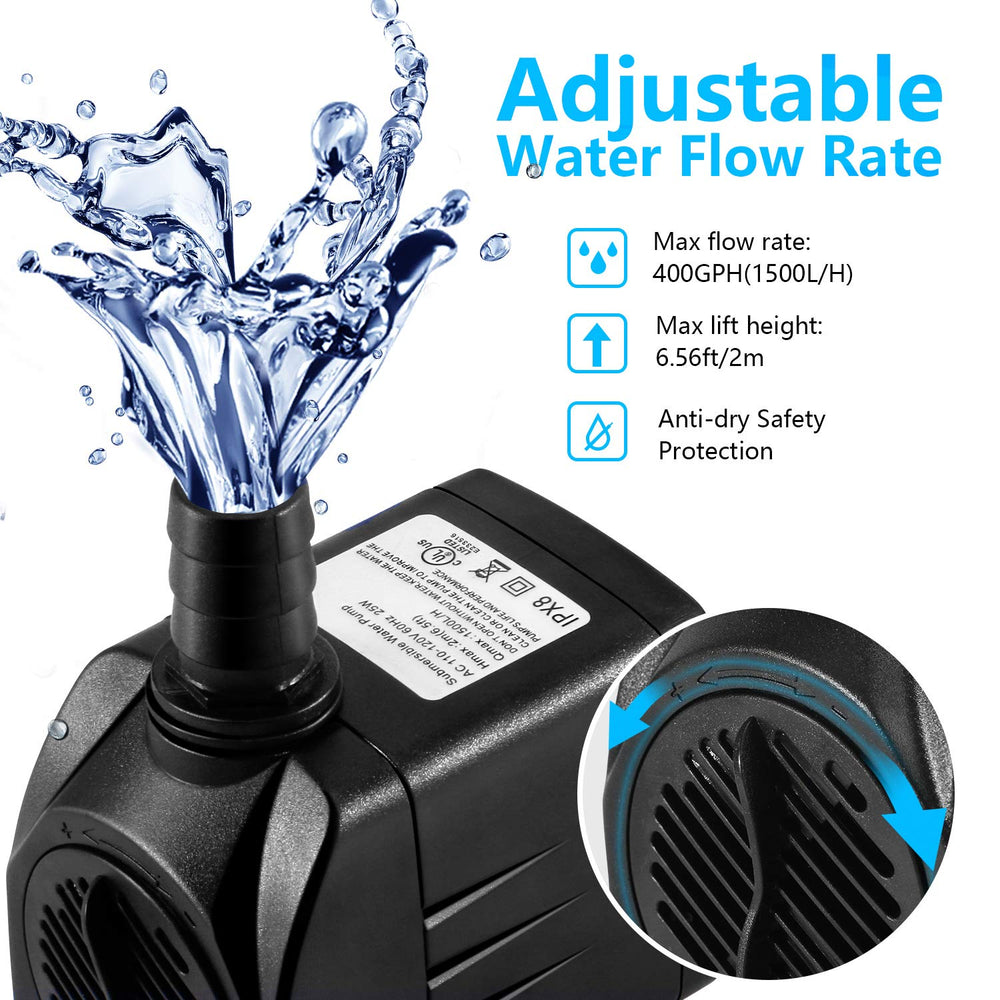CWKJ Fountain Pump six nozzle tips in three sizes included.