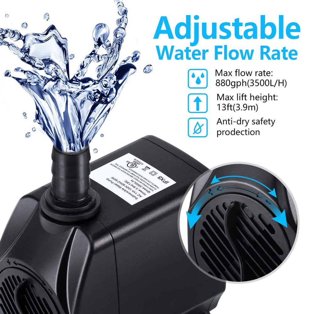 CWKJ fountain pump in pond setup illustrating effective circulation for small ponds.