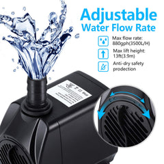 CWKJ fountain pump in pond setup illustrating effective circulation for small ponds.