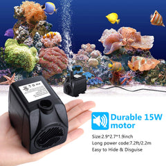 CWKJ fountain pump's quiet motor delivers near-silent operation.