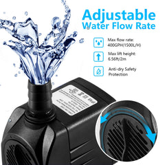 CWKJ submersible pump with 6.5ft cord for hidden, quiet operation.