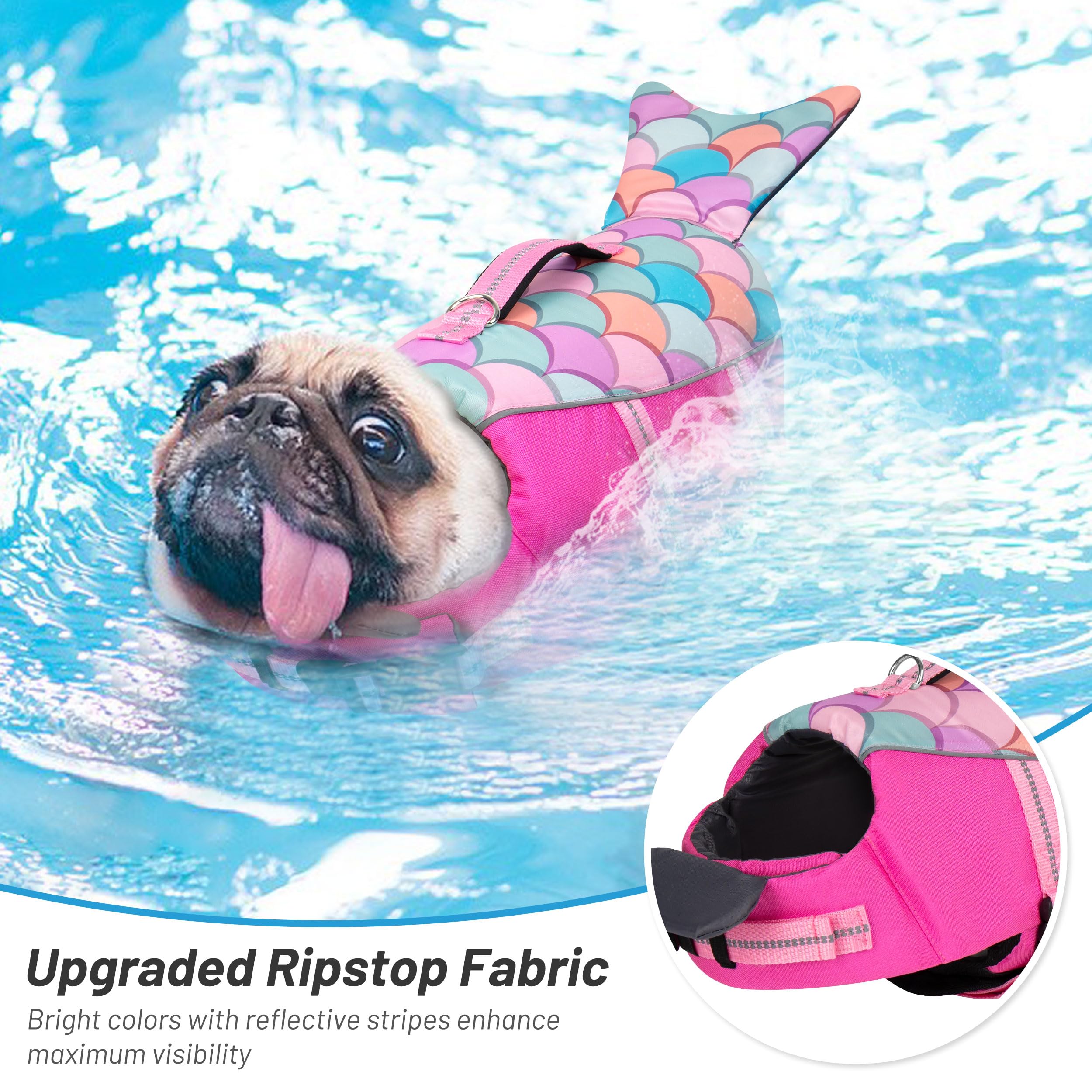 Cyeollo Reflective Stripes increase visibility in low light on pink life jacket