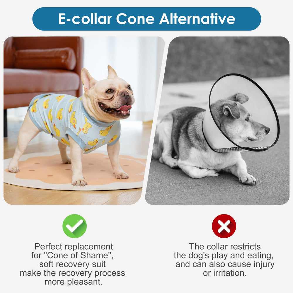 Cyeollo yellow duck design dog recovery suit adds friendly style during recovery