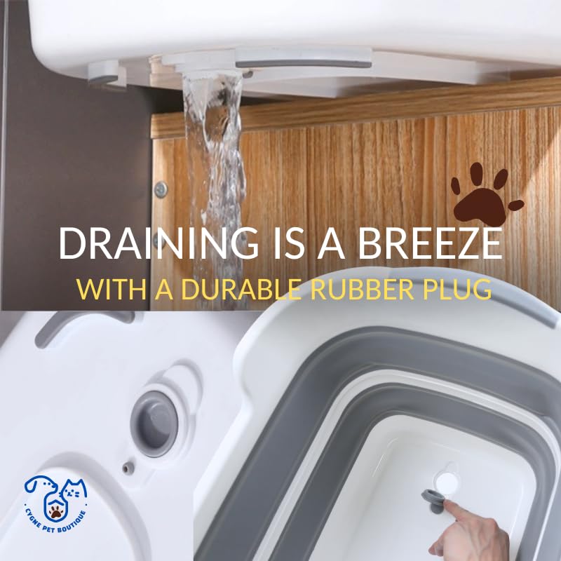 CYGNE dog bath tub with drain plug enables quick draining