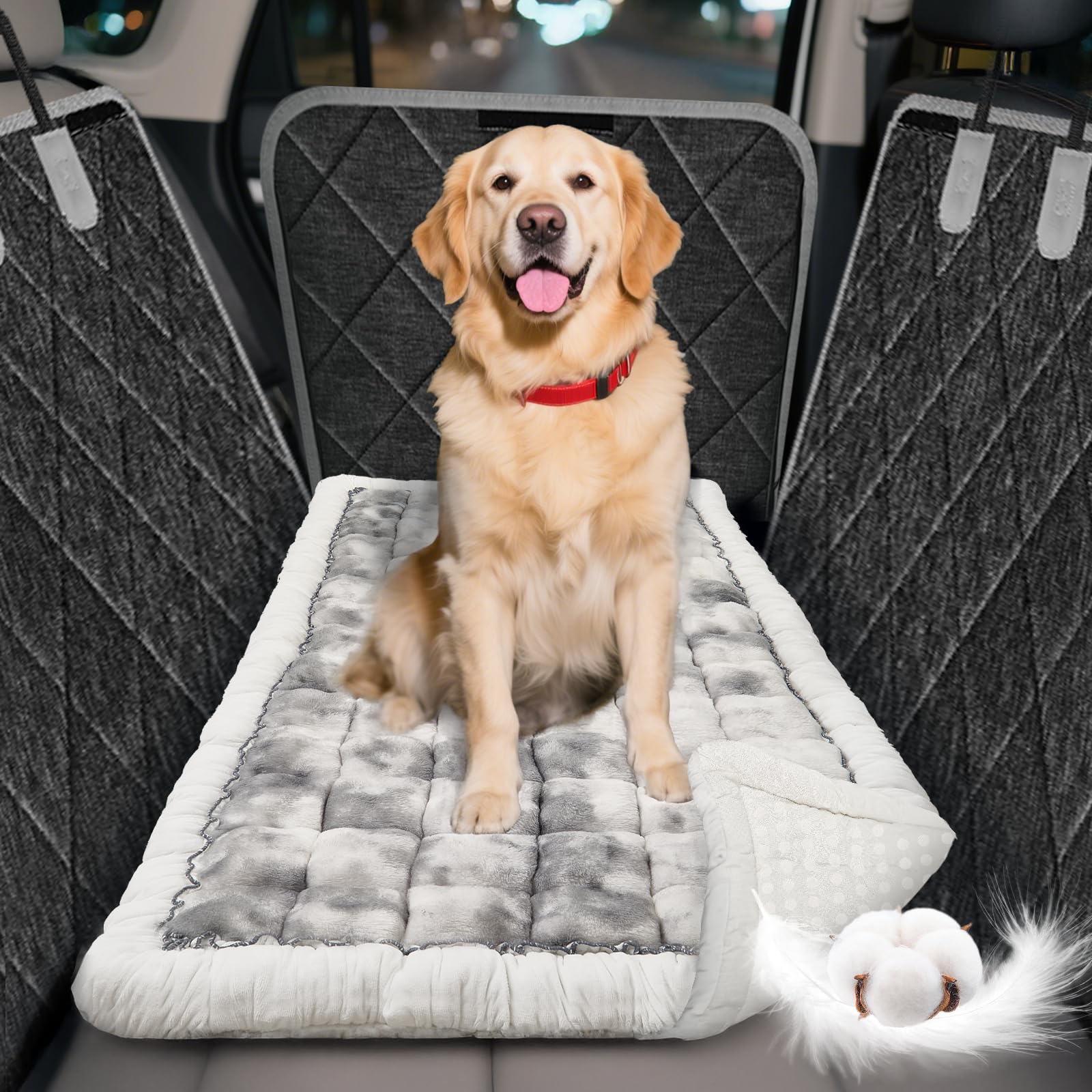 Cyhczx thickened dog bed on car back seat delivers plush comfort during rides