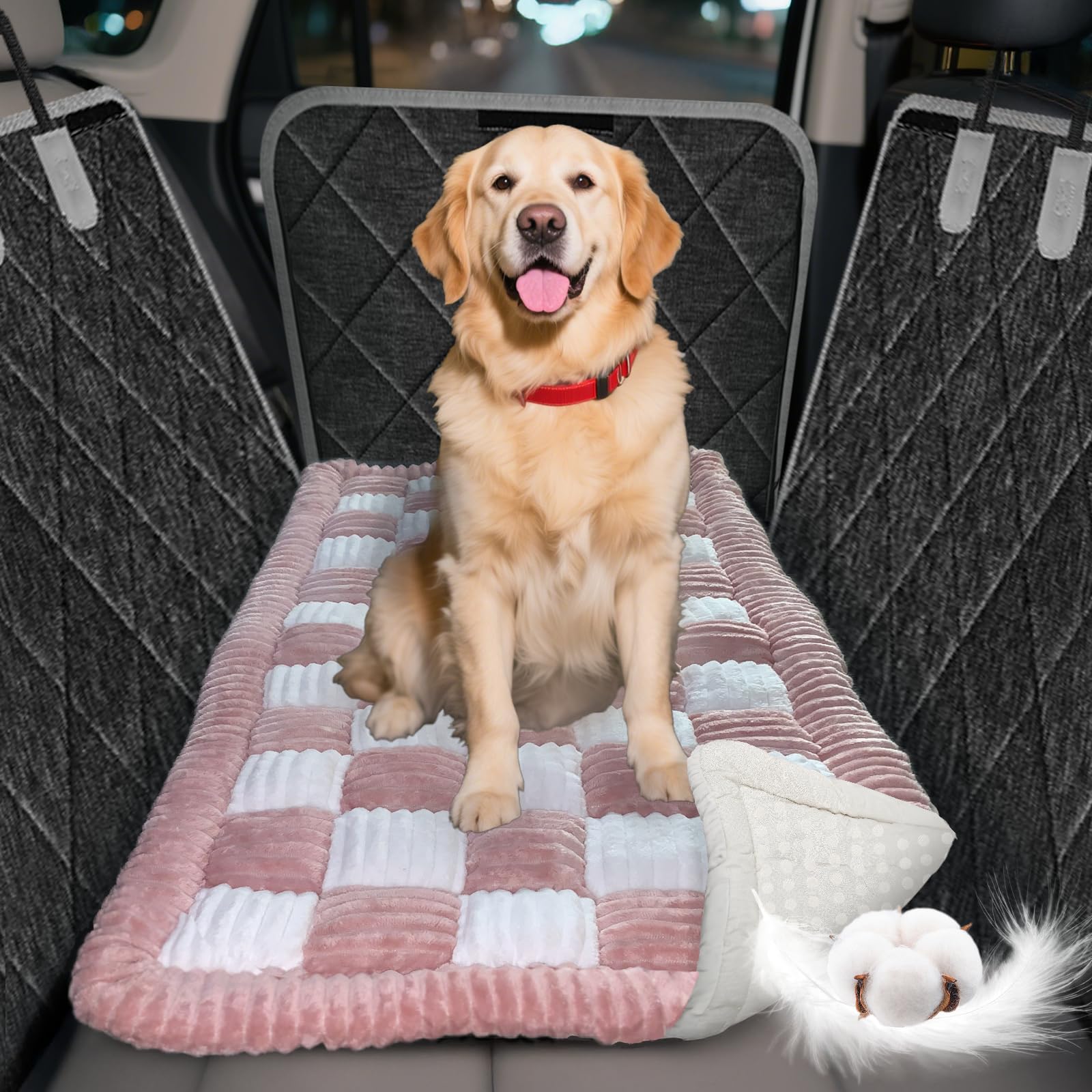 Cyhczx thickened dog bed on car back seat with non-slip base for secure travel