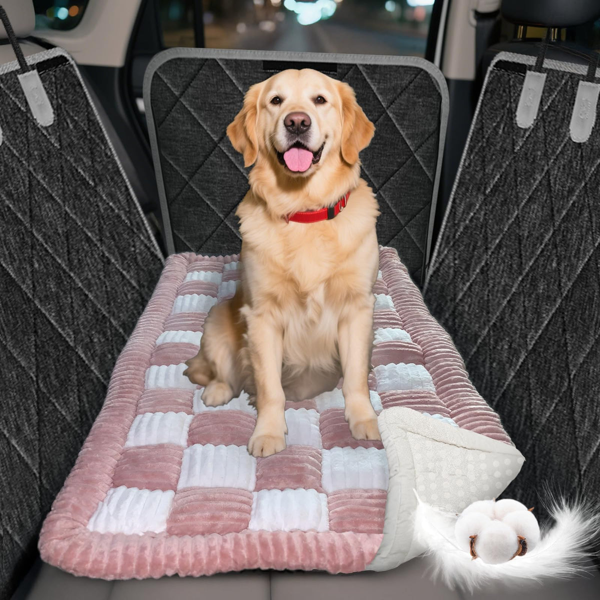 Cyhczx thickened dog bed on car back seat with non-slip base for secure travel