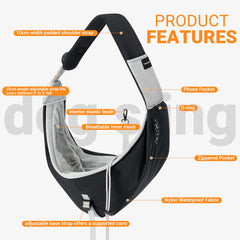 CynosCape ergonomic shoulder strap detail, comfortable carry for pet parents.