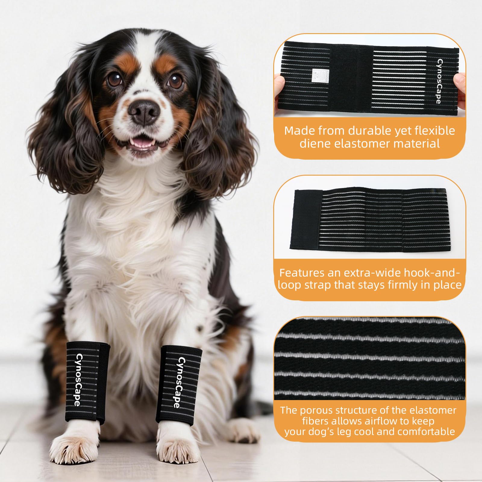 CynosCape brace featuring wide Velcro straps prevents slippage during activity