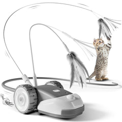 CYROS 3-in-1 interactive cat toy in action, self-play with moving mouse animation