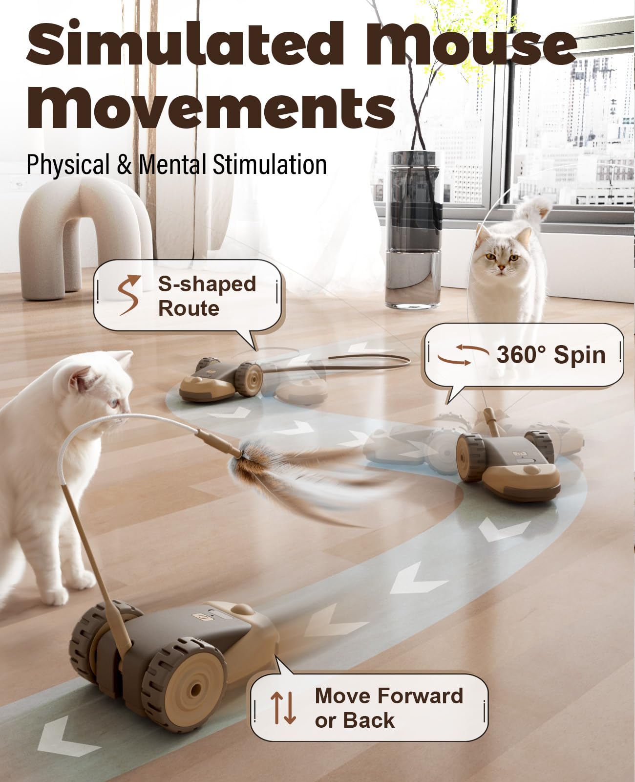 CYROS ribbon strings providing varied motion for kittens