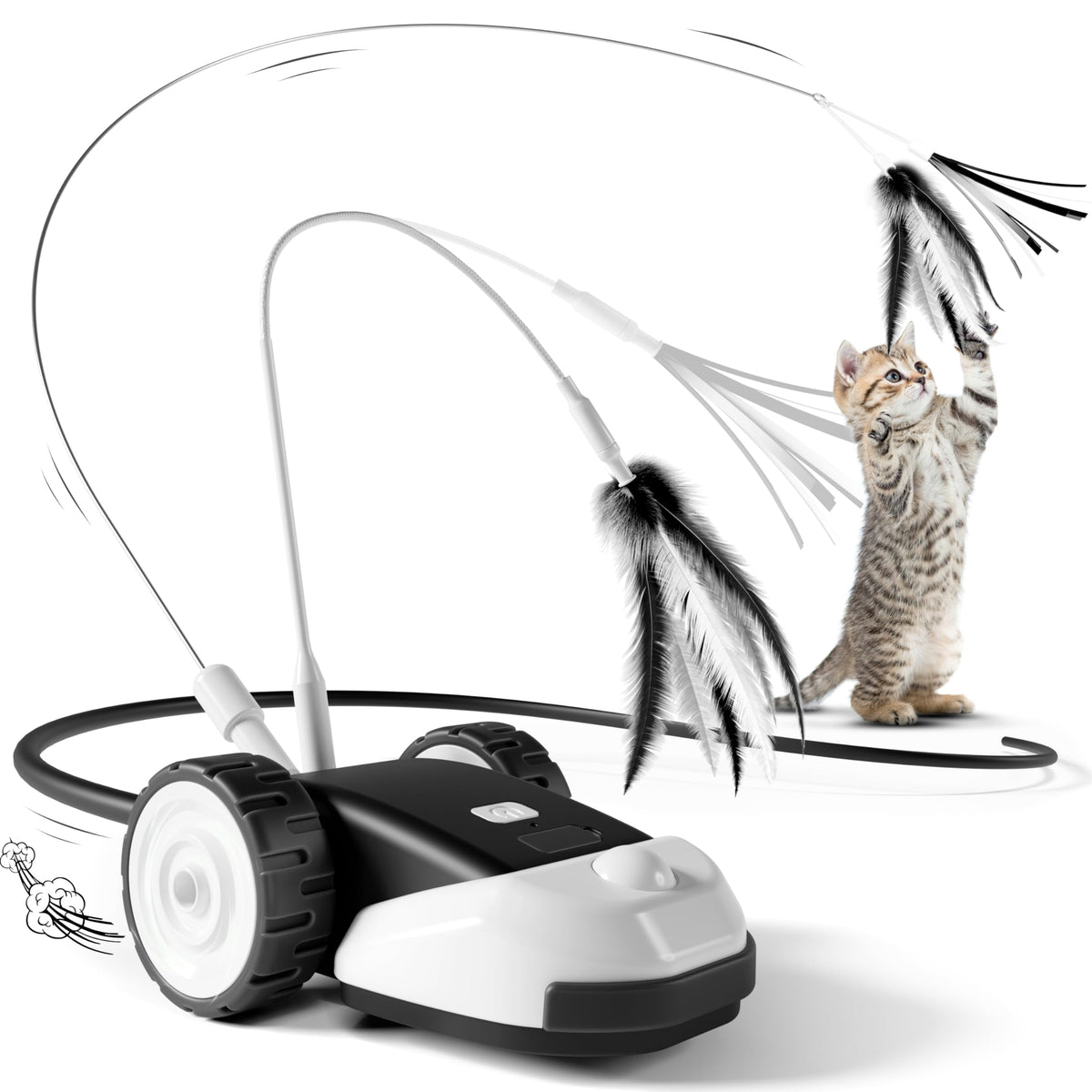 CYROS 3-in-1 interactive cat toy with auto-moving mouse for self-play