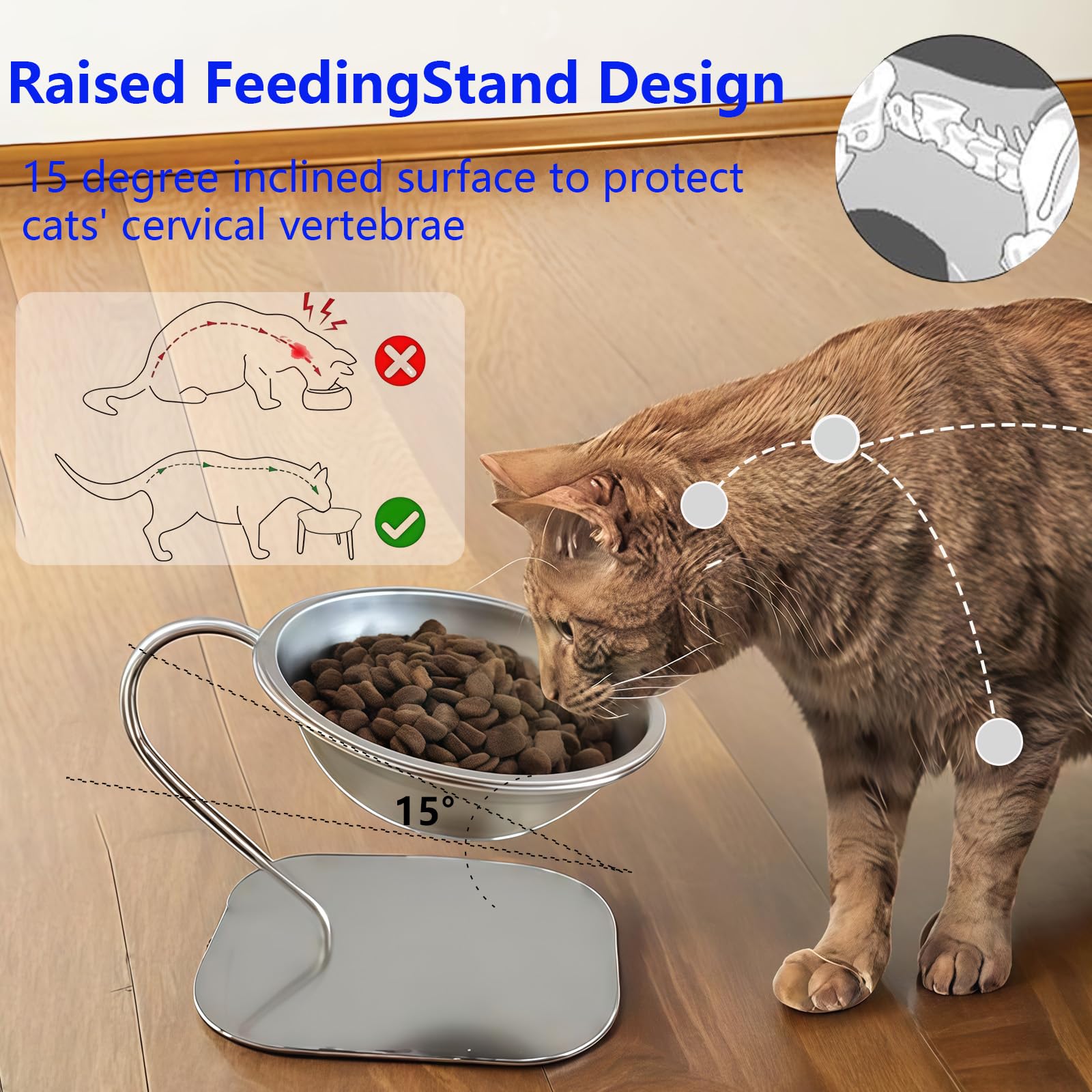 CYUmail Elevated Cat Bowls with detachable bracket for easy cleaning