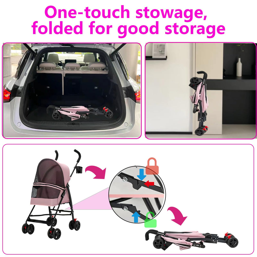 CYUmail pink pet stroller ready for daily outings
