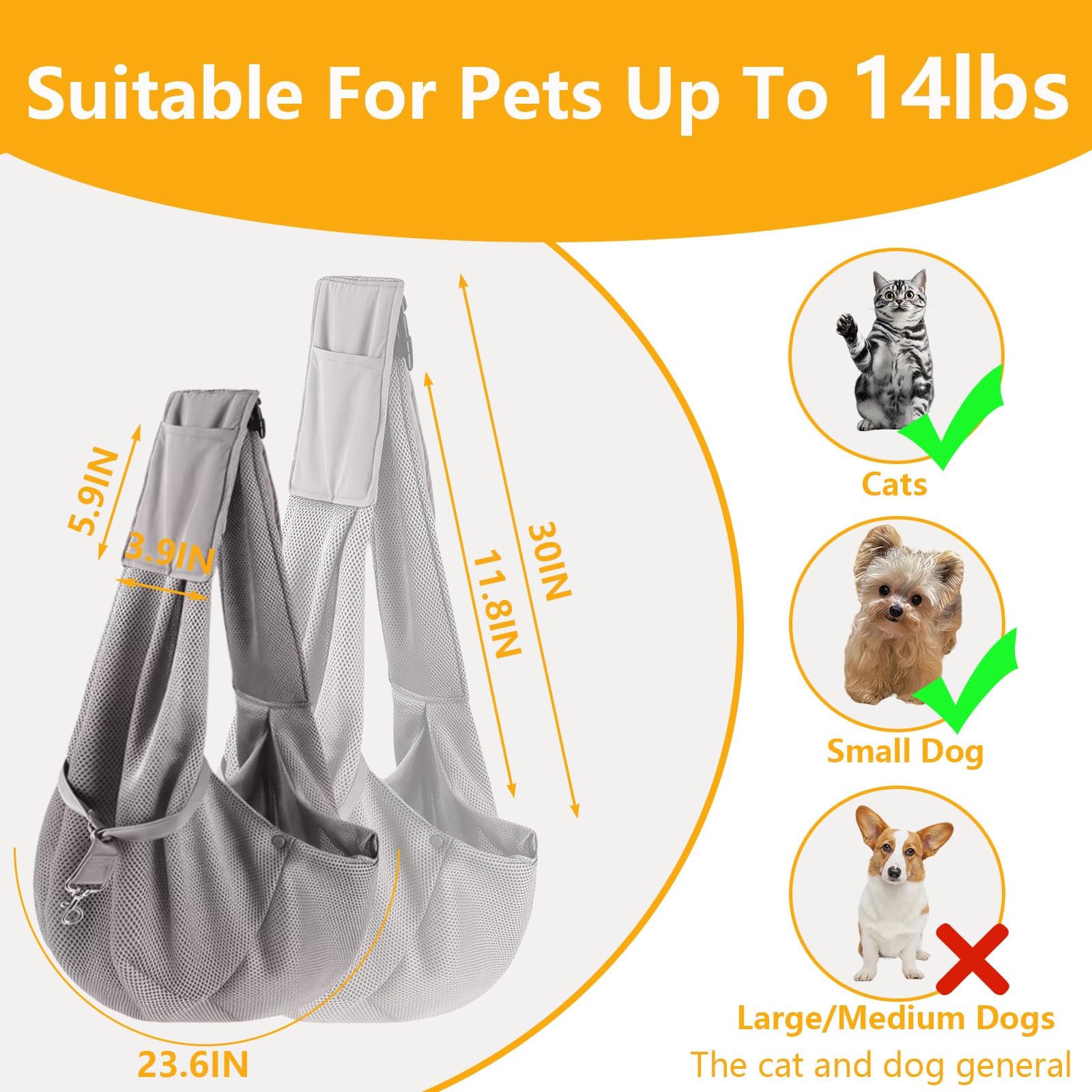 CYUmail small dog sling adjustable shoulder strap allows personalized fit for comfort.