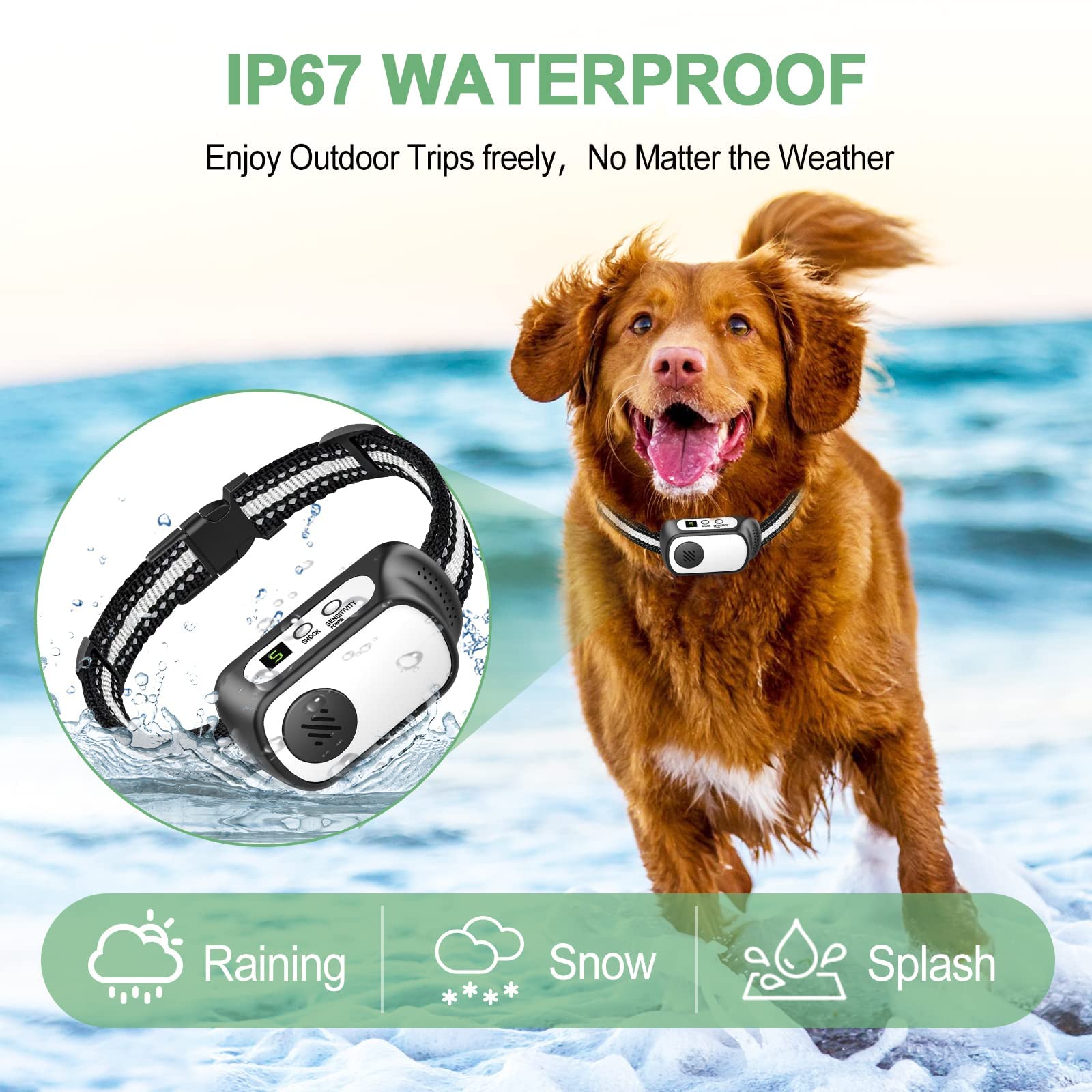 CZCCWD adjustable collar fits dogs 8–150 lbs.
