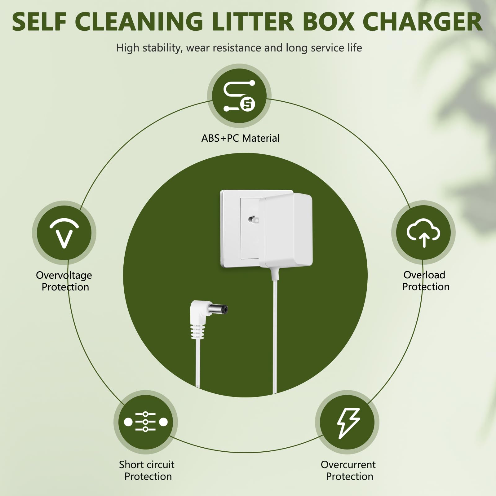 Czepa 12V 1.5A power supply powering an automatic litter box quietly.