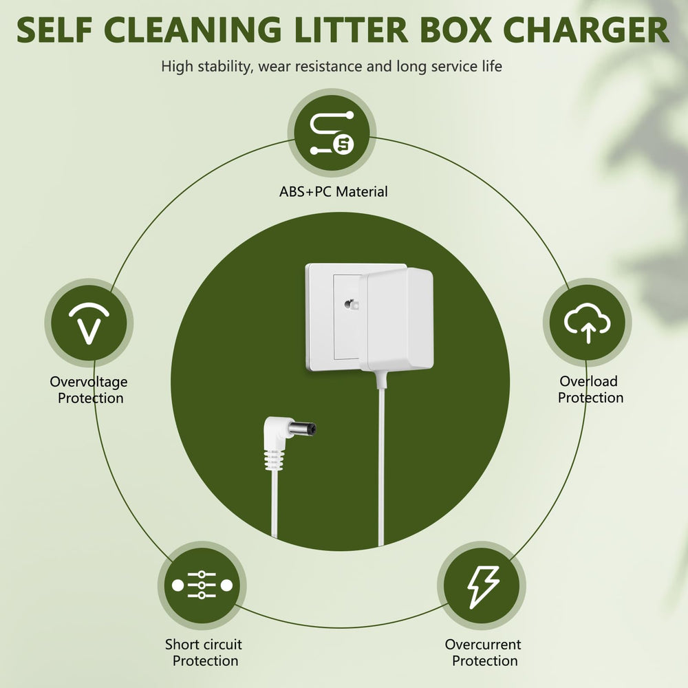 Czepa 12V 1.5A power supply powering an automatic litter box quietly.