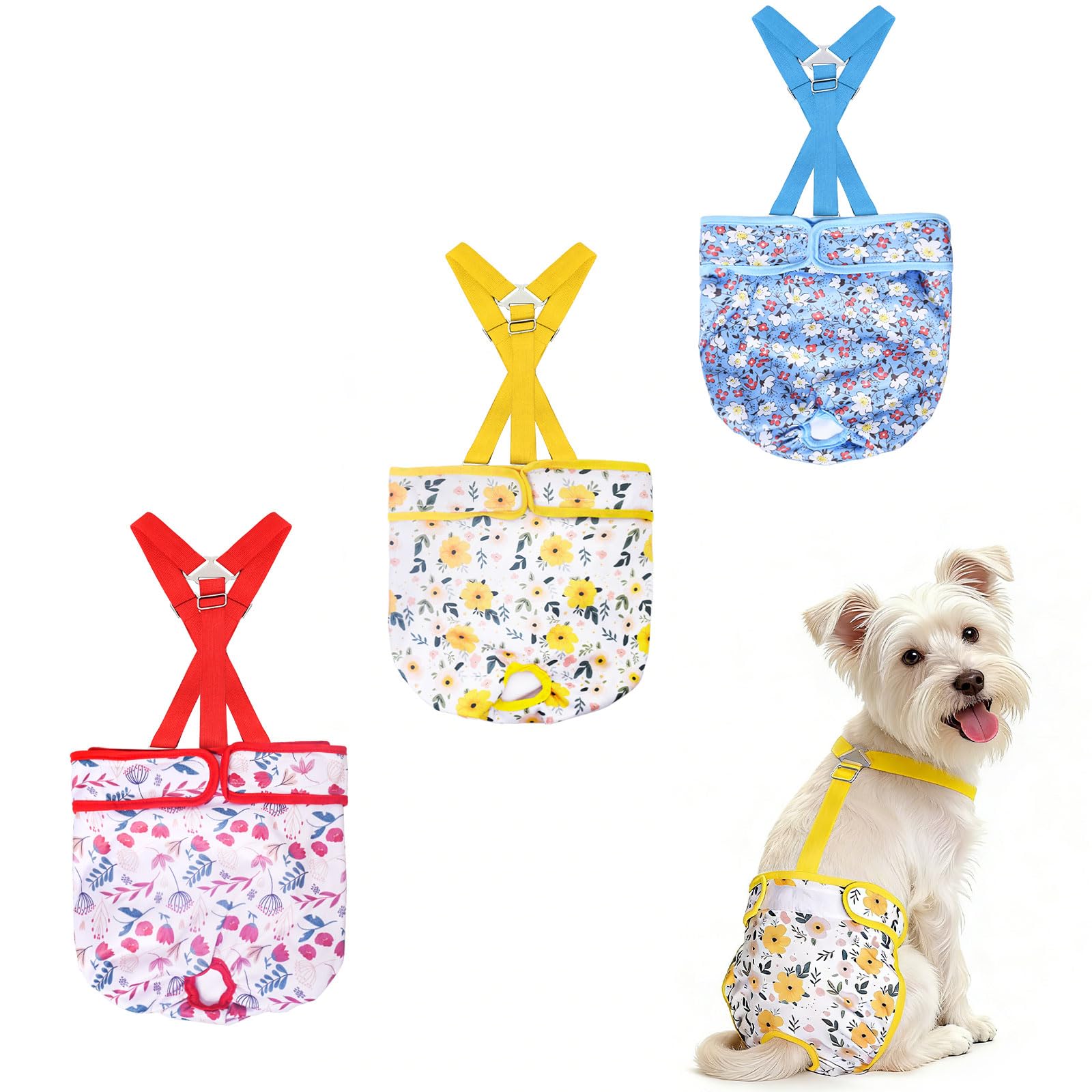CZMIYRPY 3-pack dog diapers with colorful patterns for daily wear and quick changes