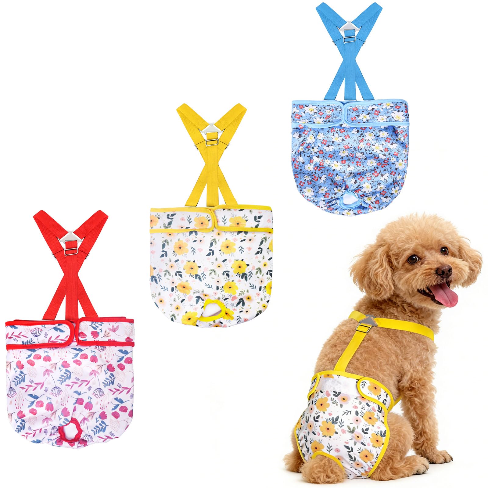 CZMIYRPY dog diapers pack view showing three colors for daily wear and easy changes.