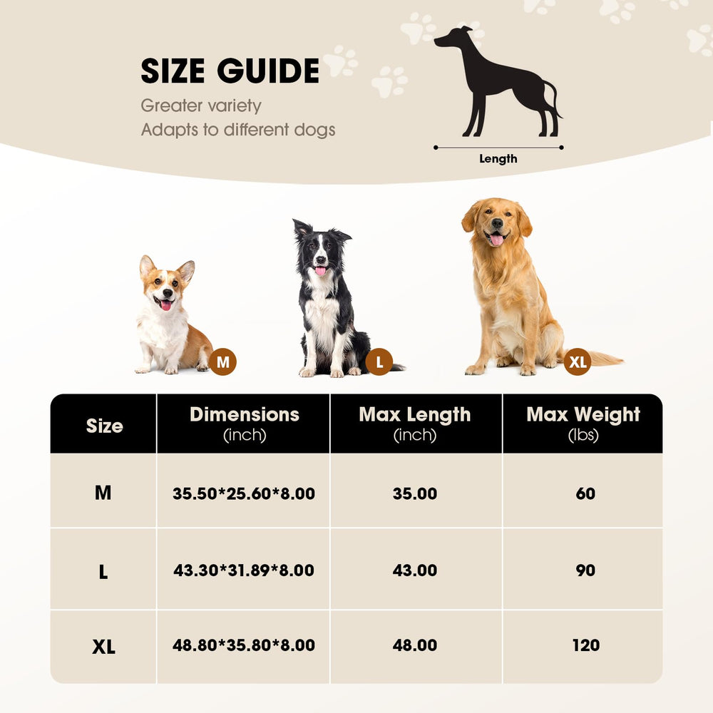Czpalo medium bed dimensions 35.5 x 25.6 x 8 inches, for dogs up to 60 lbs.