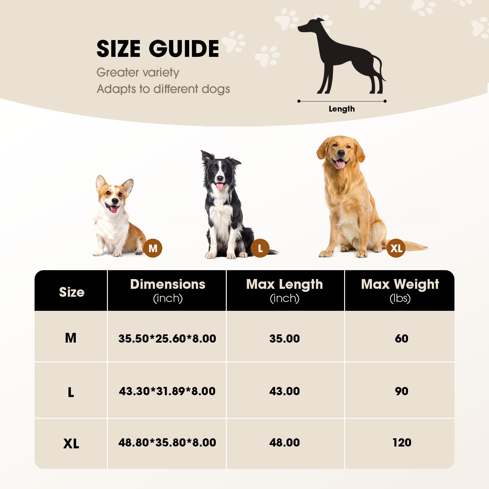 Czpalo extra-large bed supports dogs up to 120 lbs.