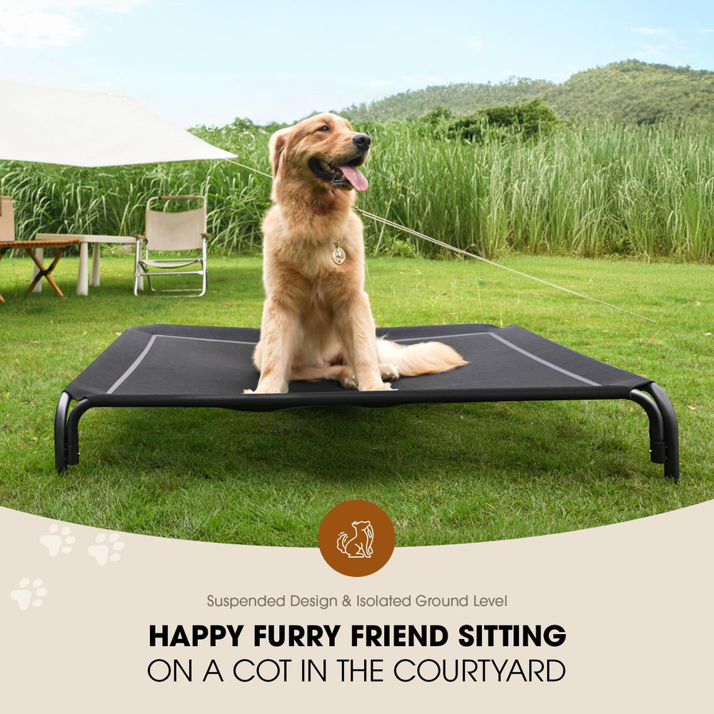 Czpalo outdoor dog bed frame on a patio with skid-resistant feet for stable resting