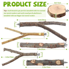 CZWESTC small branch perch (6in) encourages secure gripping and gentle exercise.