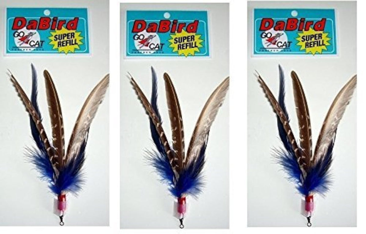 Da Bird GoCat Super Feather Refill close-up showing vibrant replacement feathers for engaging play.