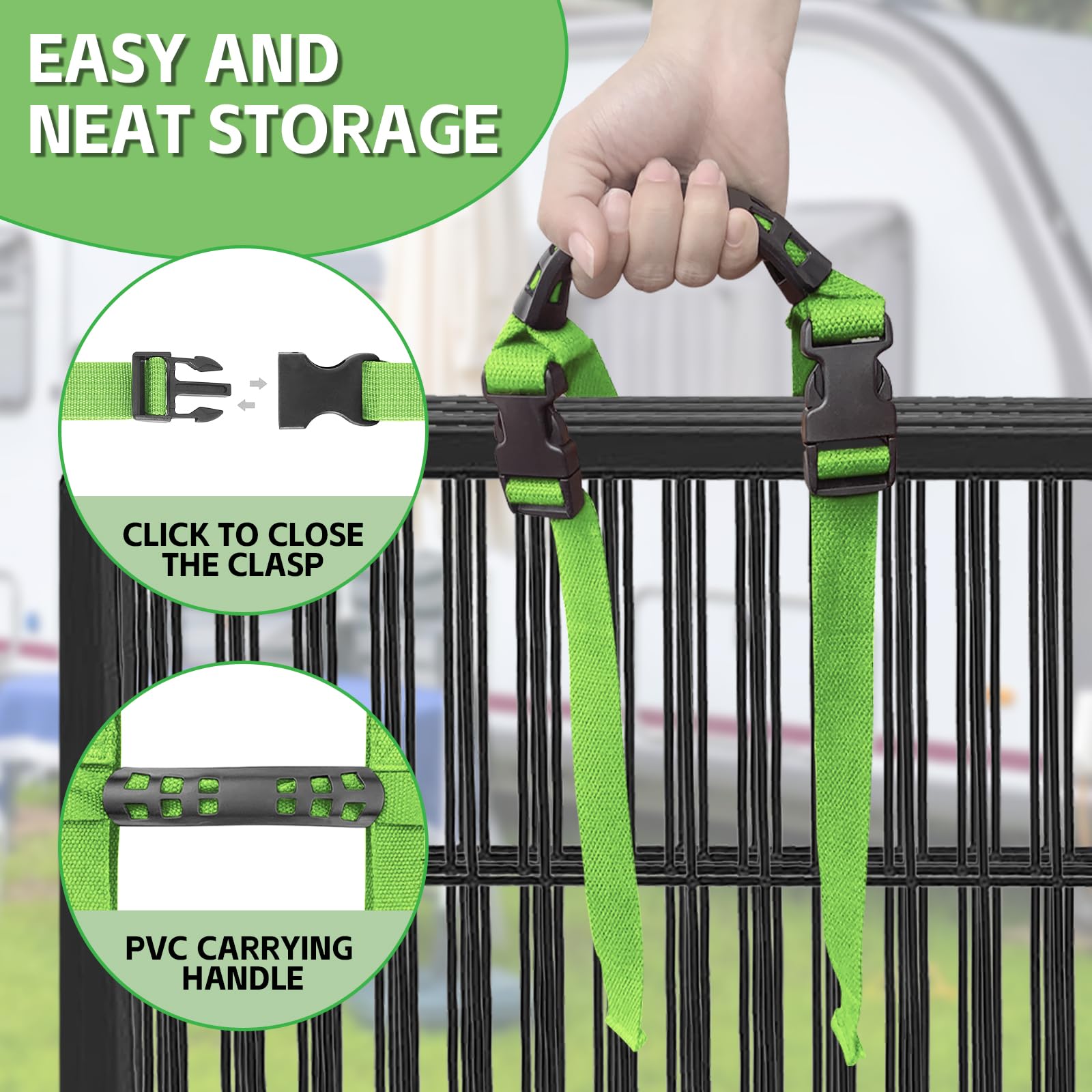 DaBoQQQ Dog Playpen in motion with strap ready for travel.