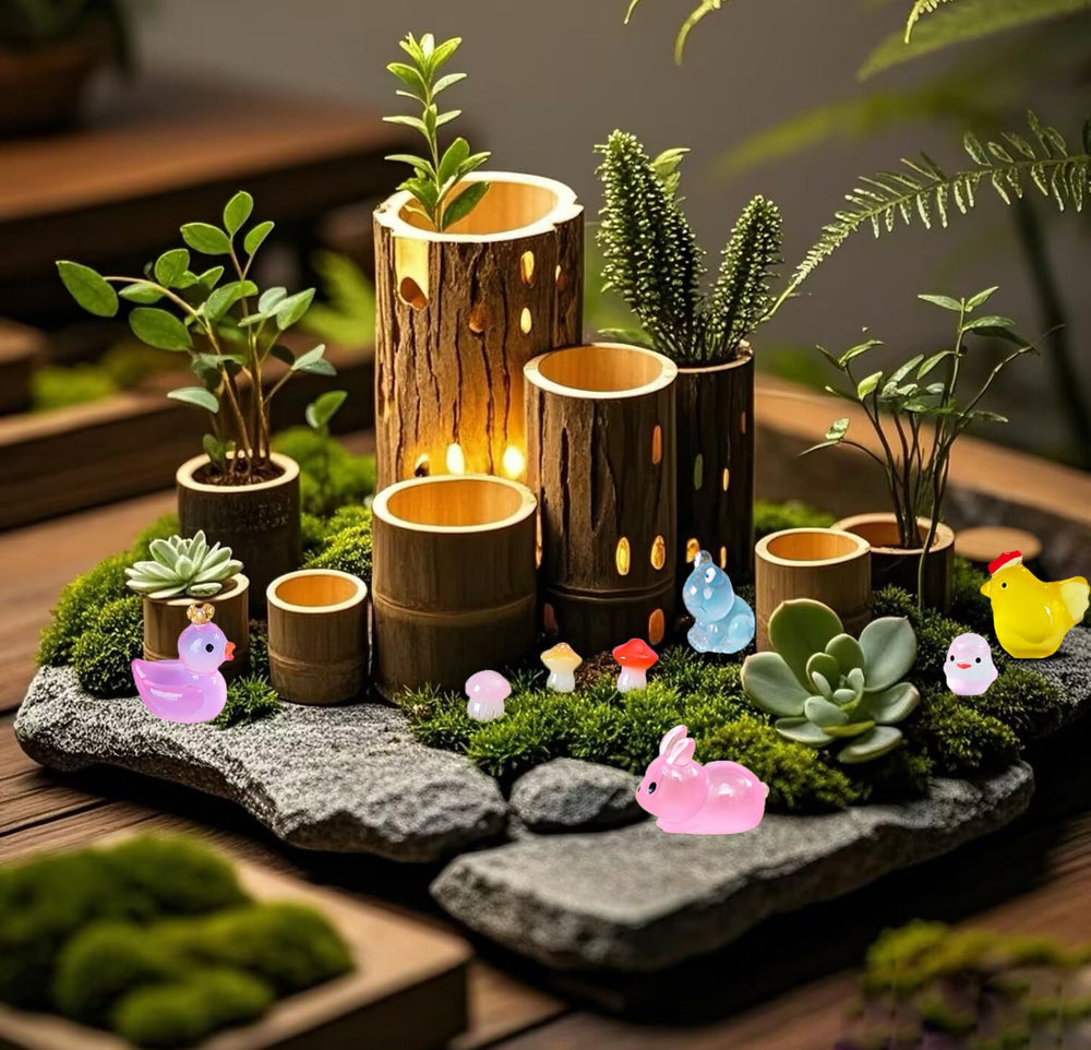 Dabshuyikk glow mini animal frog suited for terrariums and moss gardens with glow.