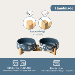 Dafuceramic dual bowls ready for meals and water