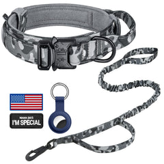DAGANXI tactical dog collar with control handle, camo set, durable nylon for medium and large dogs.