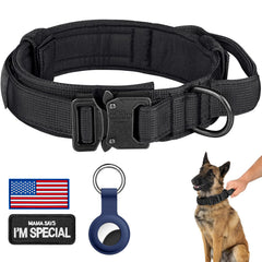 DAGANXI tactical dog collar with control handle in XXL black for secure training sessions.