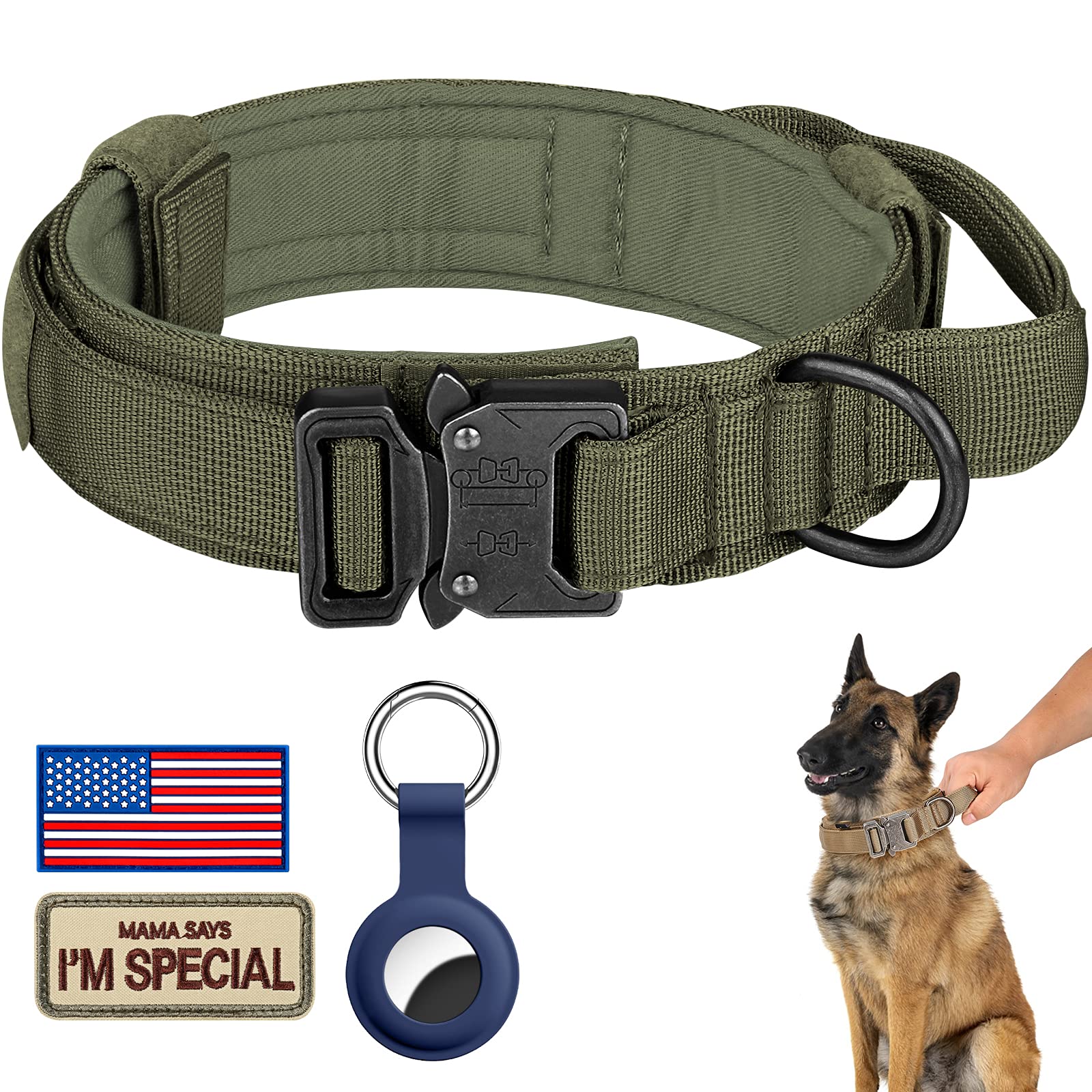 DAGANXI Tactical Dog Collar with control handle improves control during training and outdoor hikes.