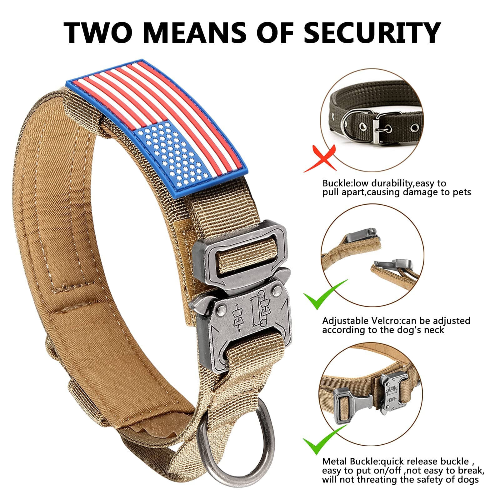 DAGANXI Tactical Dog Collar 1000D nylon emphasizing rugged durability for active dogs