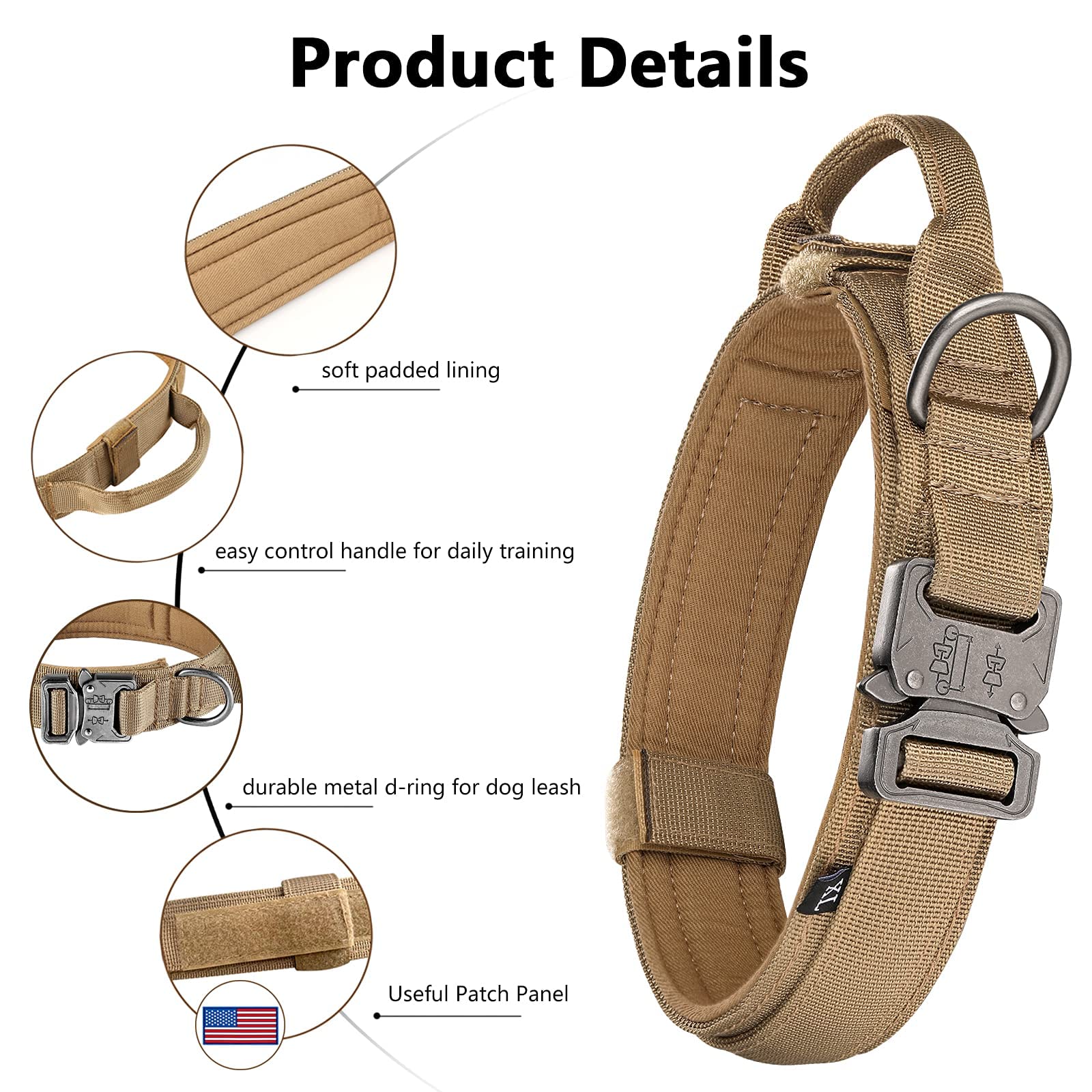 DAGANXI Tactical Dog Collar patches and Velcro customization options for a unique look