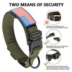 DAGANXI Tactical Dog Collar featuring patches for customization and visibility.