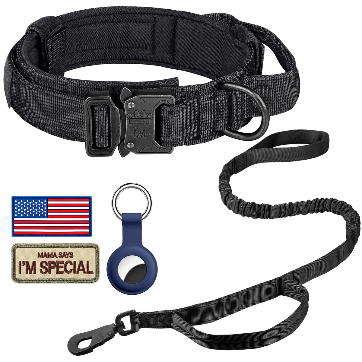 DAGANXI tactical dog collar set highlights durable nylon and comfortable padding
