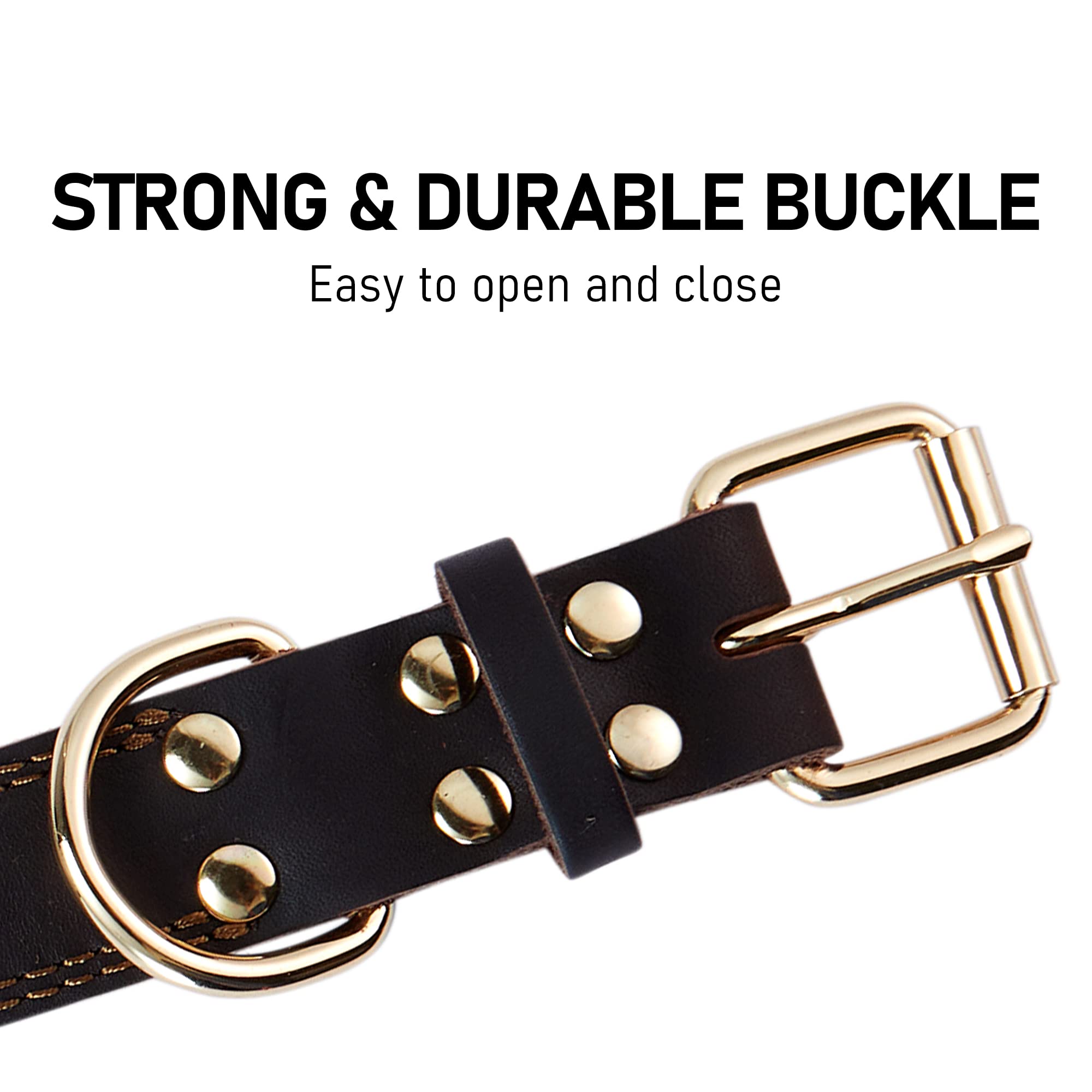 DAIHAQIKO leather dog collar close-up stitch detailing