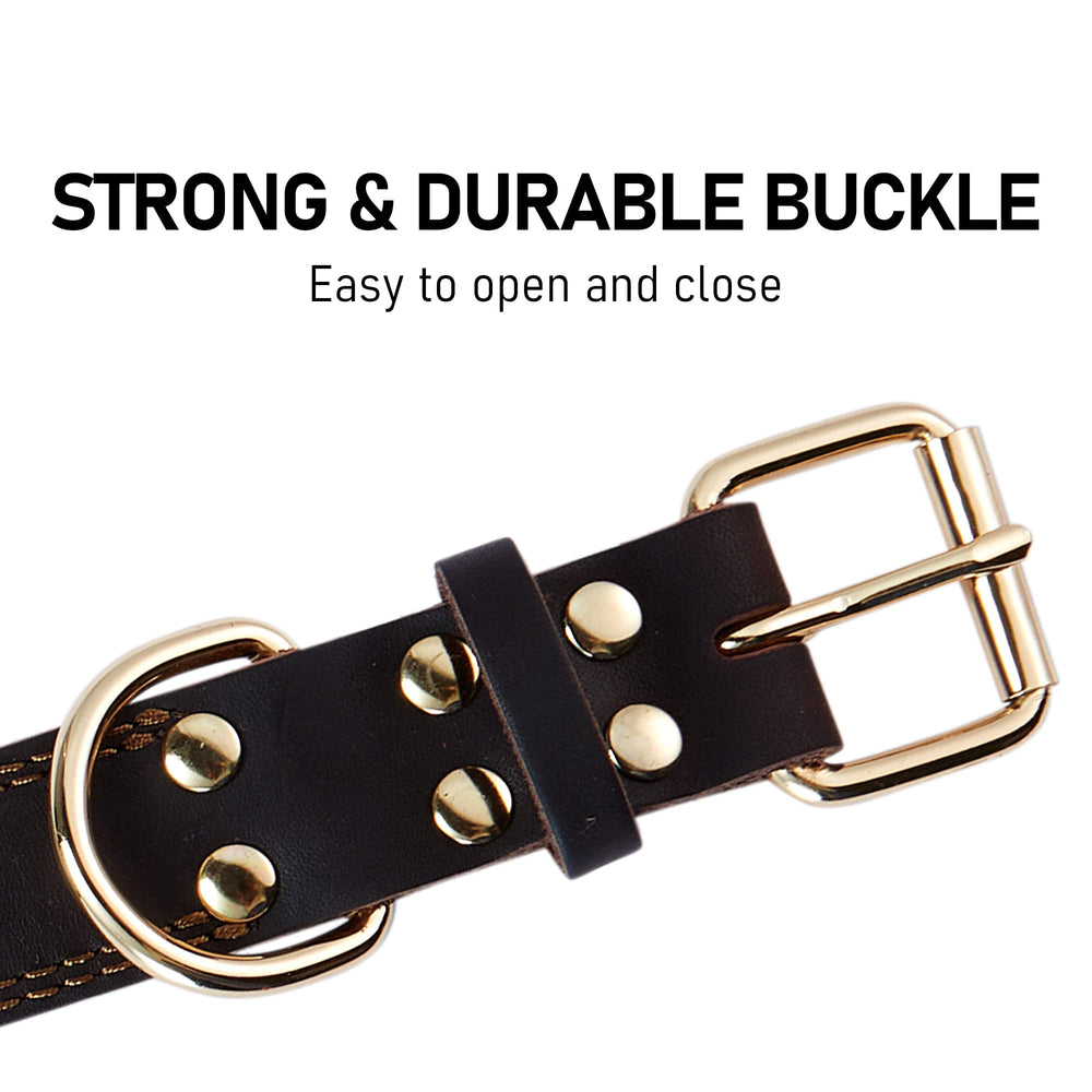 DAIHAQIKO leather dog collar close-up stitch detailing