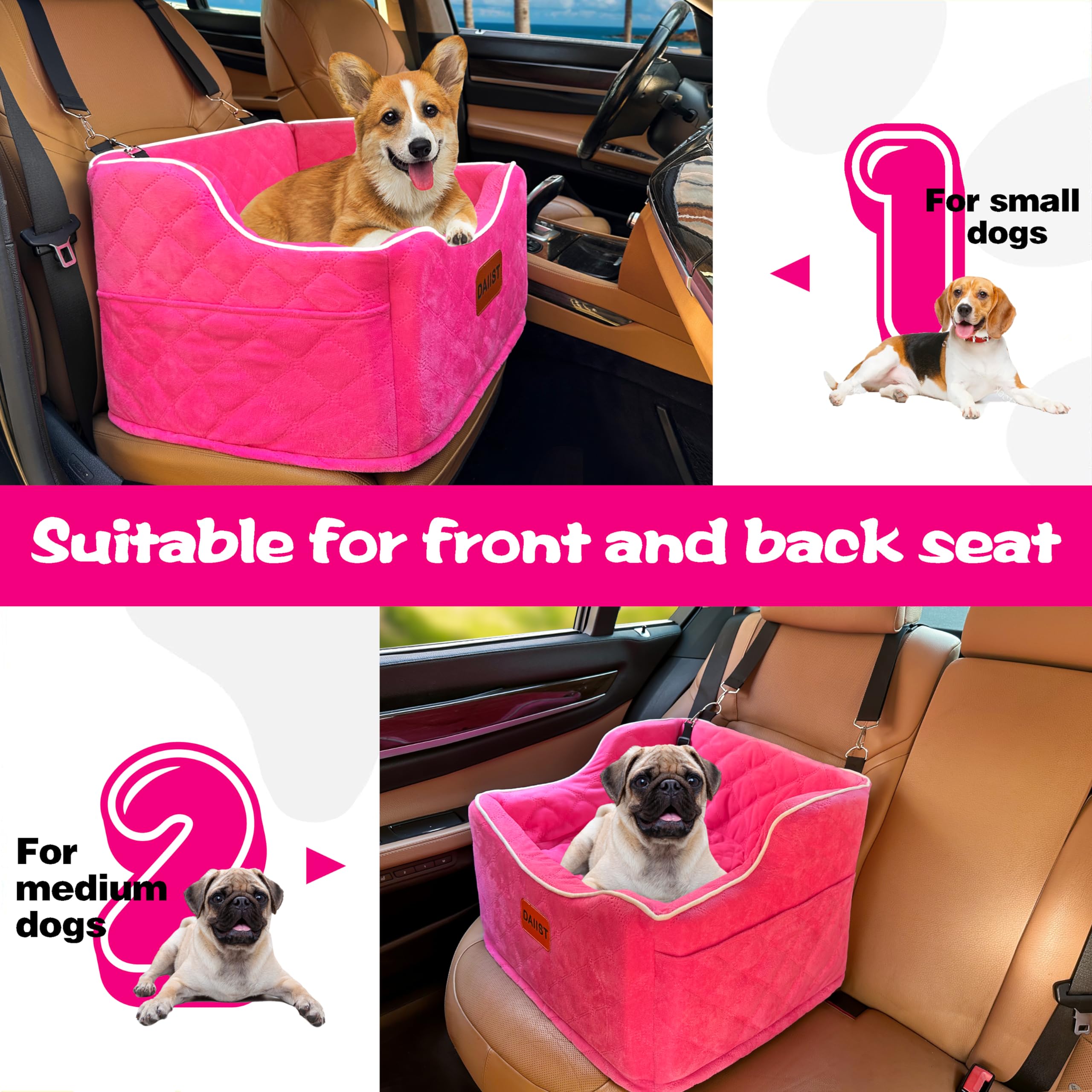 DAIIST seat with pockets stores leashes and toys within reach.