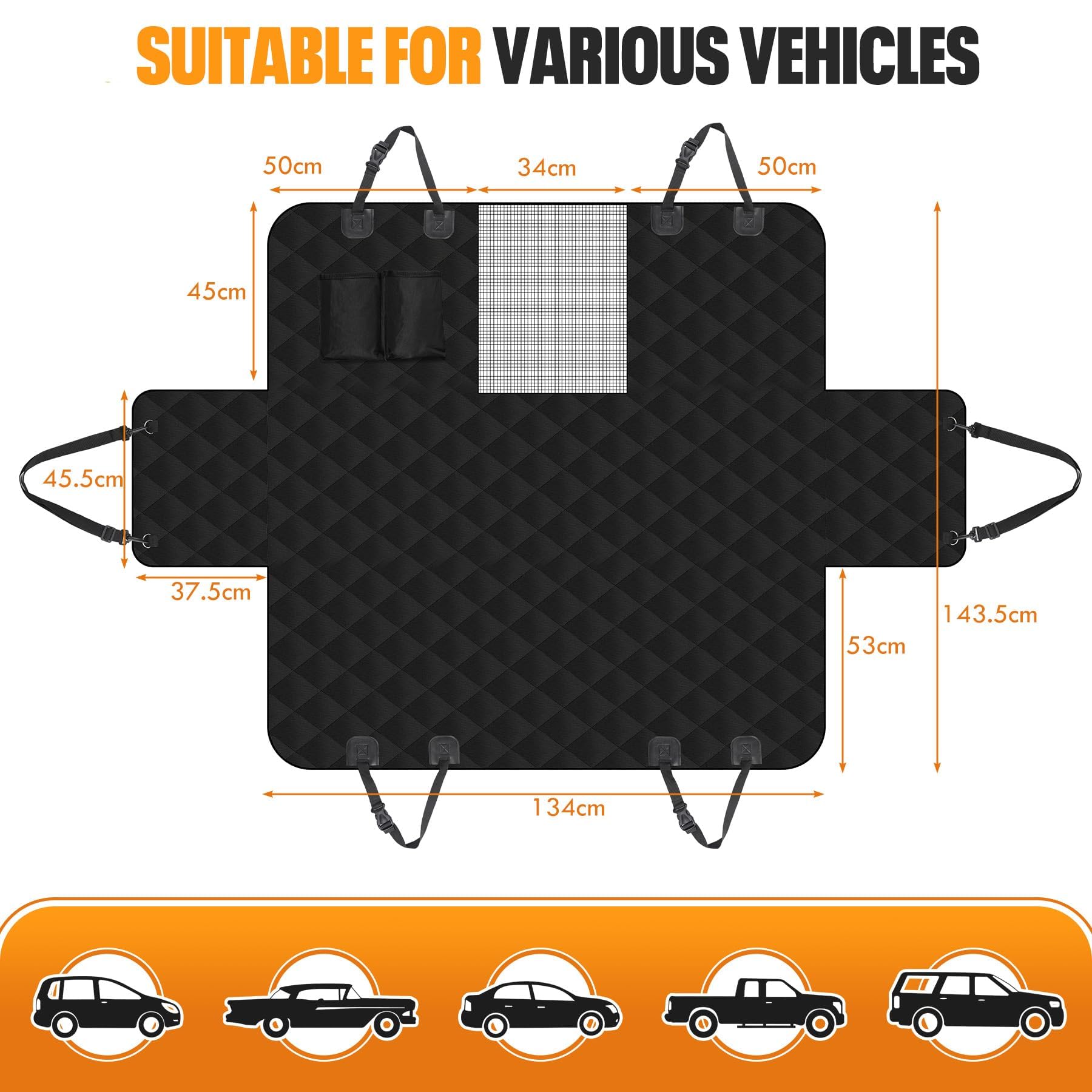 Daitore universal fit suits most cars, SUVs, and trucks with adjustable setup.