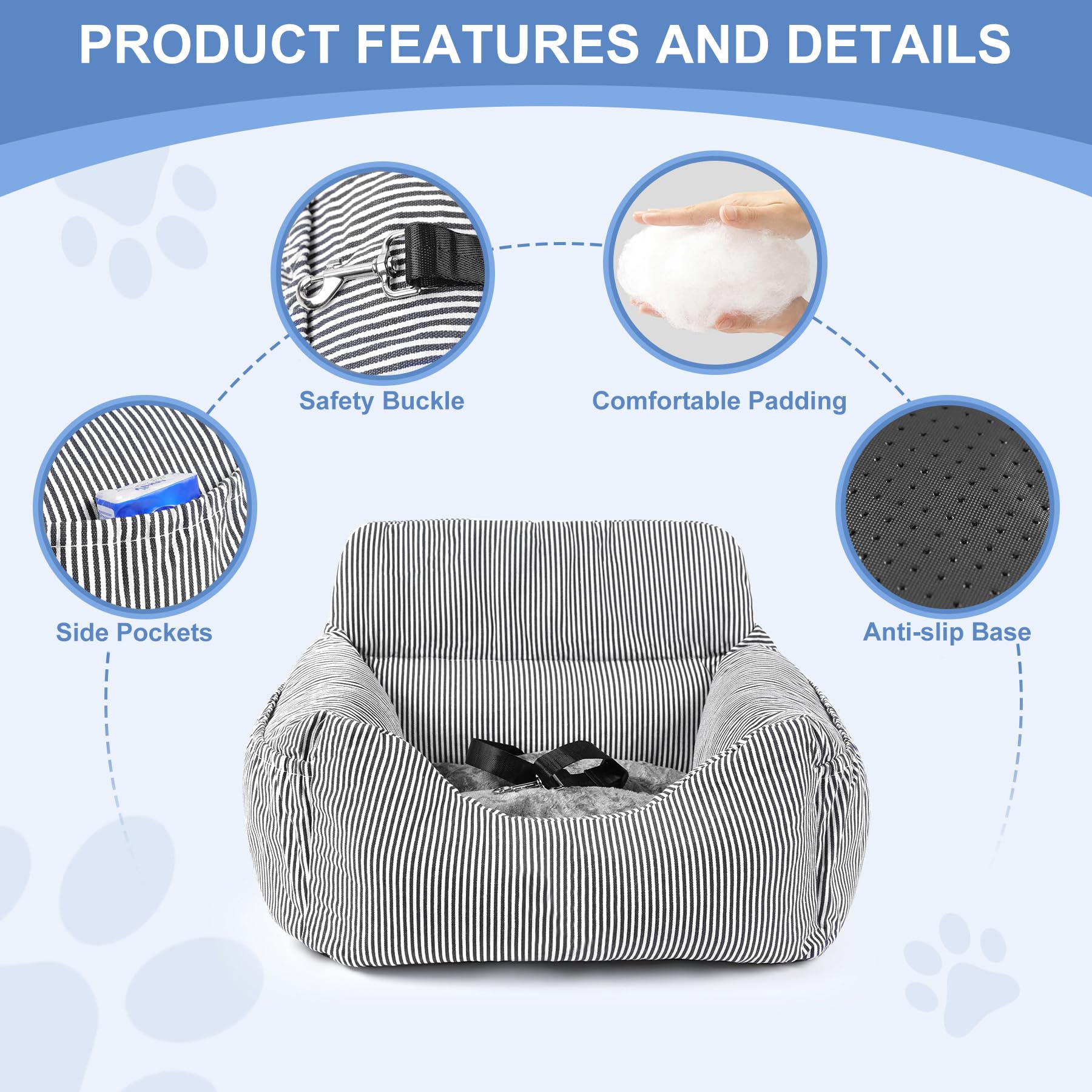 Daitore side pockets store treats and toys within easy reach.