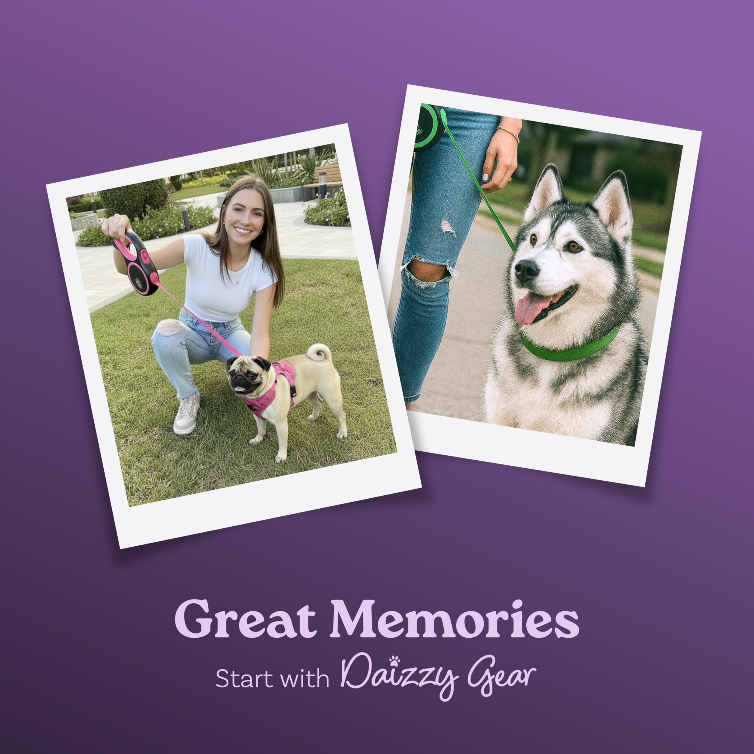 Daizzy Gear leash's smooth mechanism prevents tangles during daily outings