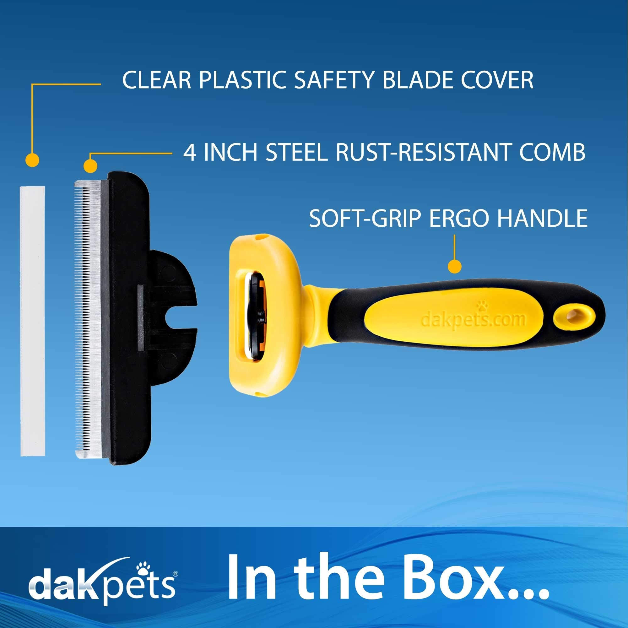 DakPets durable stainless steel coat brush stands up to frequent use on multiple pets.
