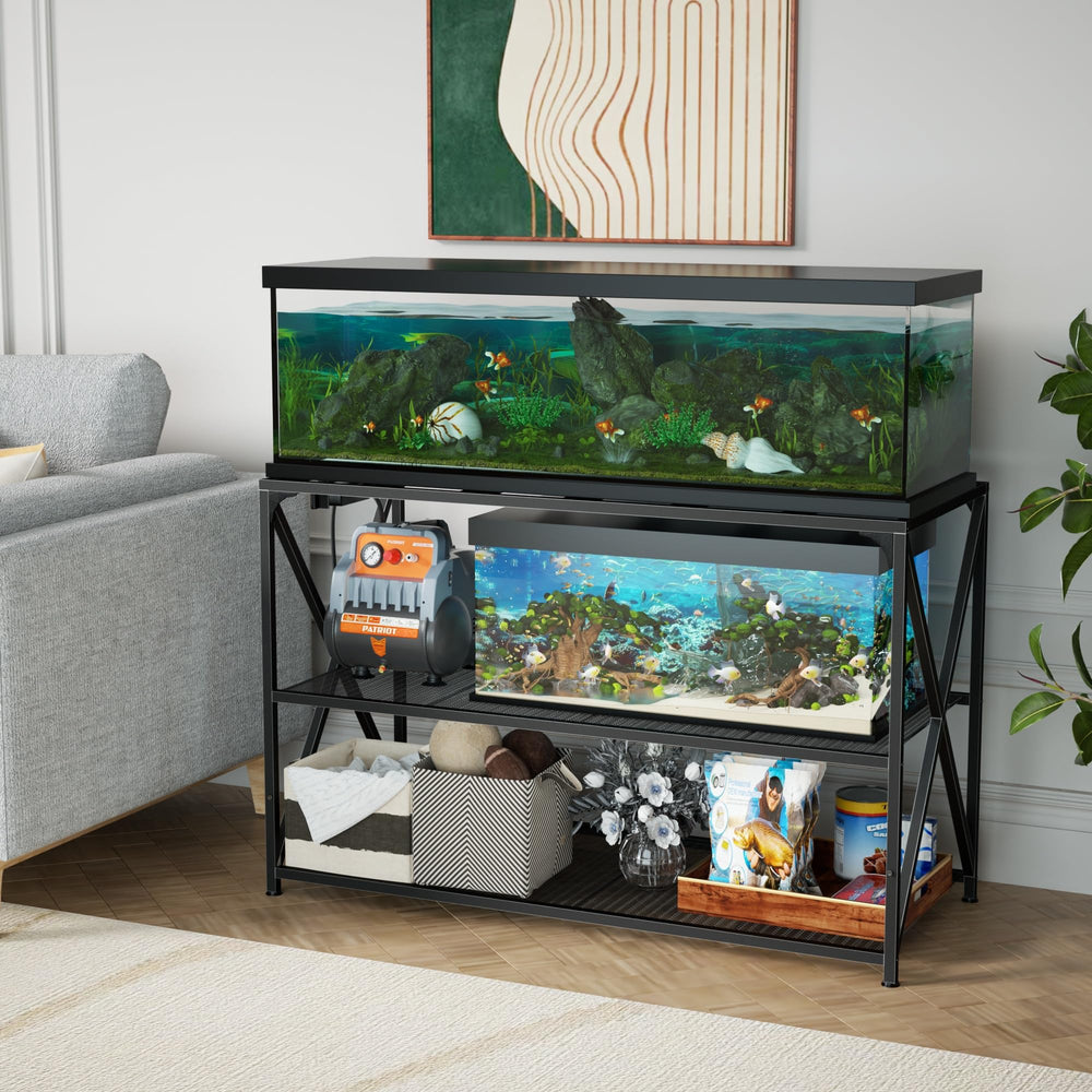 DALEMHOME three-tier storage shelves hold filters and gear.