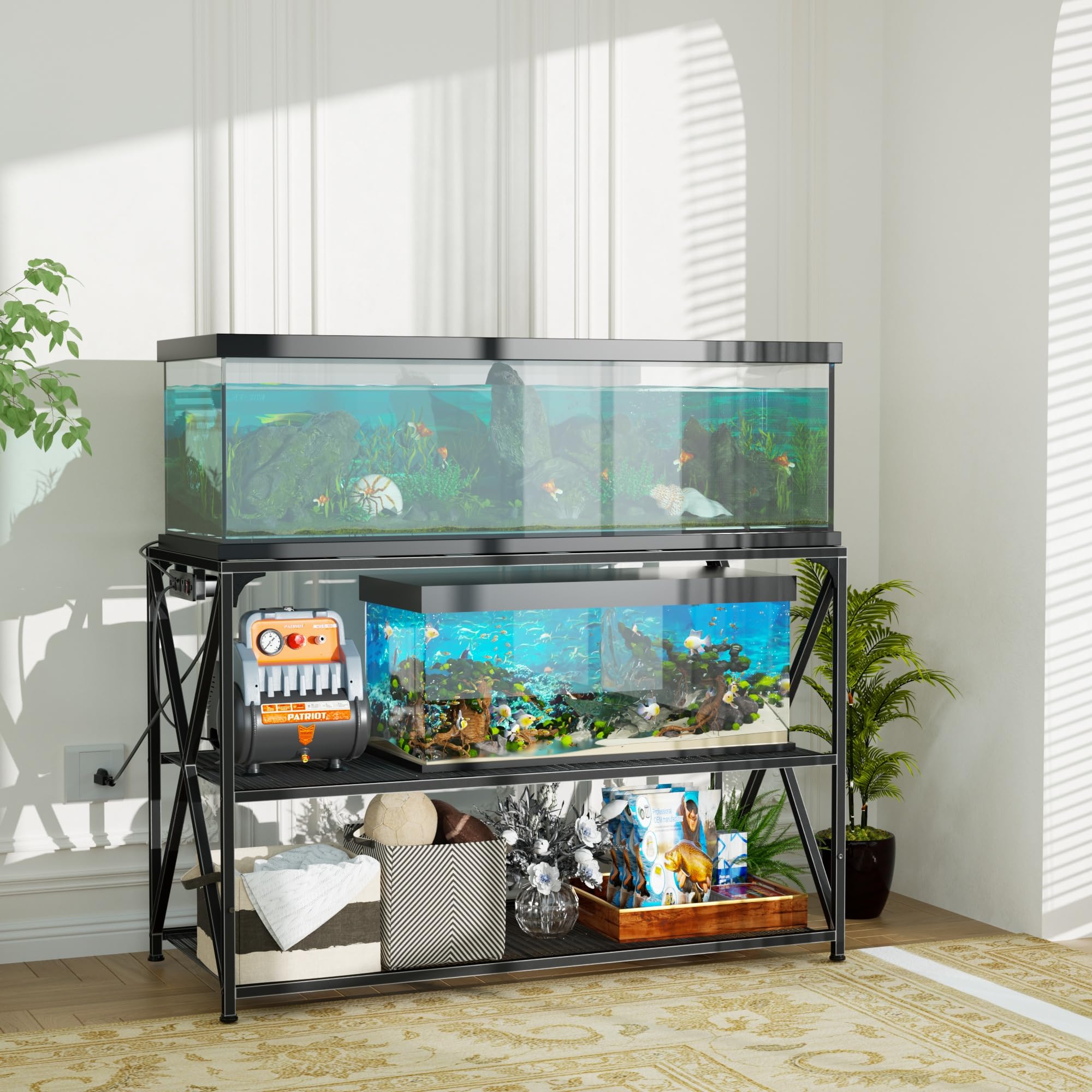 DALEMHOME heavy-duty frame supports large aquariums securely.